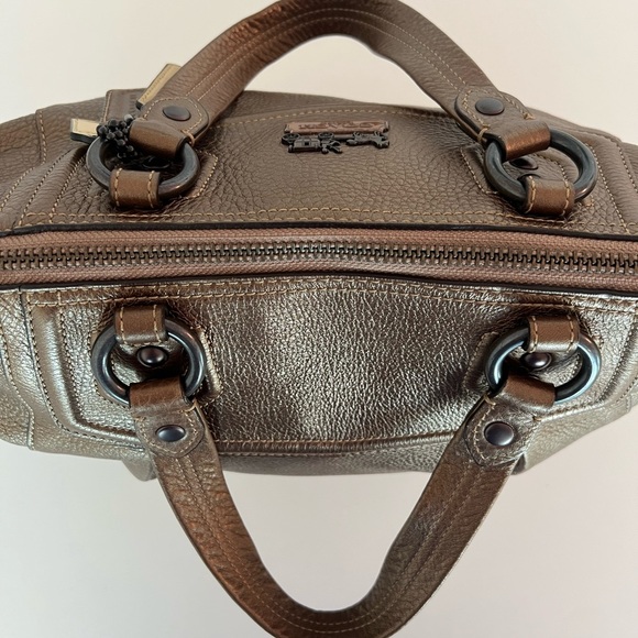 LIKE NEW Coach Madison Clair Metallic Bronze Pebbled Leather Satchel Bag 👜 - Picture 7 of 15